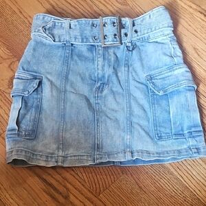 SO Light Blue Denim Pencil Skirt with Belt